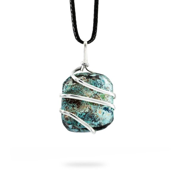 Chrysocolla Pendant Necklace for Communication, Wisdom, and Calmness - Picture 3 of 10